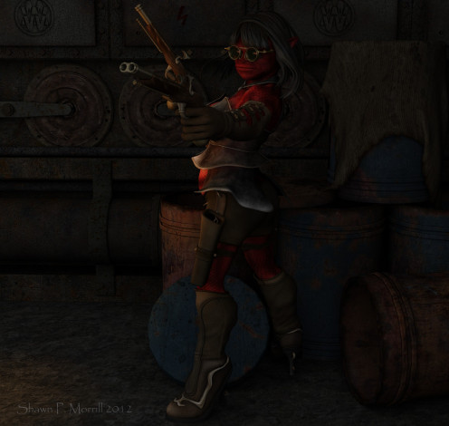 Обои картинки фото 3д, графика, fantasy, фантазия, воин, винтовка