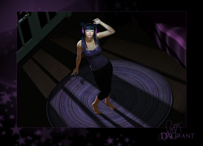 Обои картинки фото 3д, графика, people, люди, девушка, наушники, танец