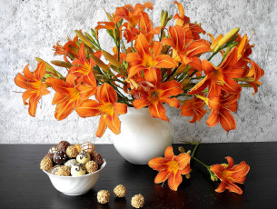 Картинка еда конфеты шоколад сладости букет лилейник