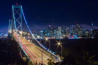 Картинка bay bridge san francisco california города сан франциско сша ночной город залив сан-франциско мост