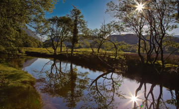 Картинка природа реки озера река деревья отражение