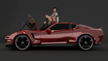Картинка автомобили 3d+car&girl автомобиль фон взгляд девушки