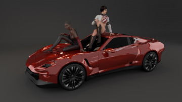 Картинка автомобили 3d+car&girl автомобиль фон взгляд девушки
