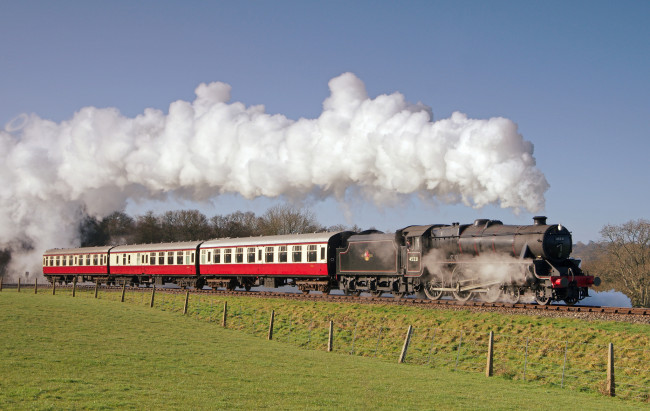 Обои картинки фото техника, паровозы, железная, паровоз, дорога, рельсы