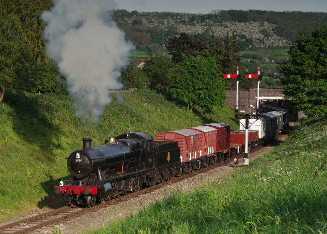 Обои картинки фото техника, паровозы, дорога, паровоз, рельсы, железная