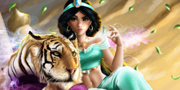 Картинка рисованное кино by indymbras тигр девушка jasmine and rajah aladdin