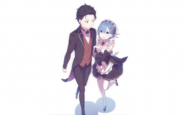 Картинка аниме re +zero+kara+hajimeru+isekai+seikatsu субару рем