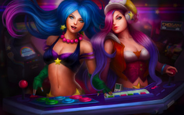 Картинка видео+игры league+of+legends фон взгляд девушки sona miss+fortune