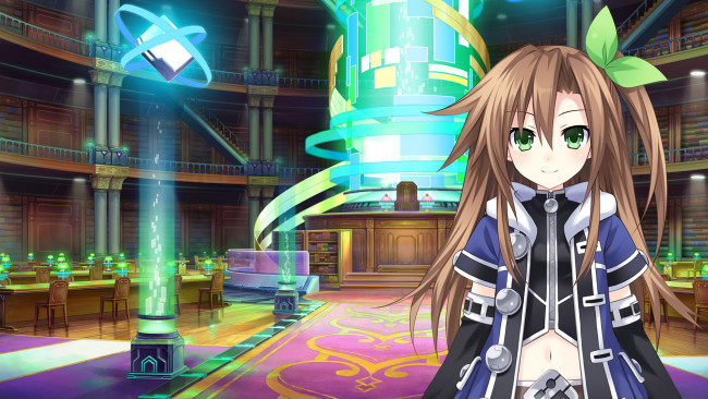 Обои картинки фото аниме, hyperdimension neptunia, девушка, взгляд, фон