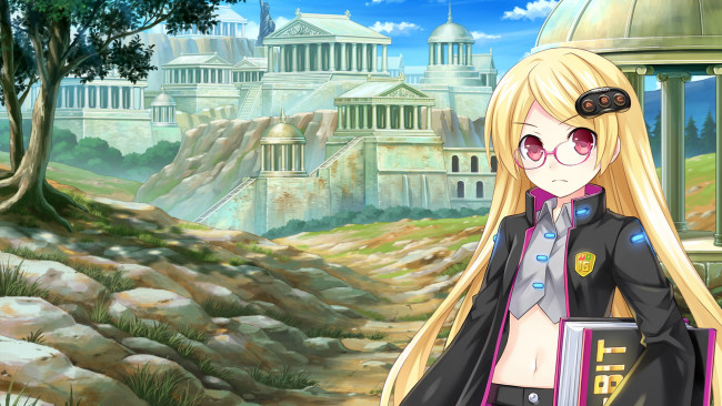 Обои картинки фото аниме, hyperdimension neptunia, девушка, взгляд, фон