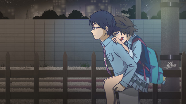 Обои картинки фото аниме, shigatsu wa kimi no uso, двое