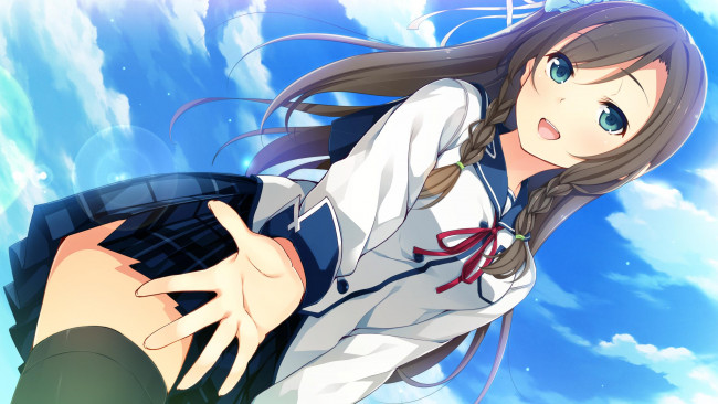 Обои картинки фото аниме, sorairo innocent, девушка, косы, форма