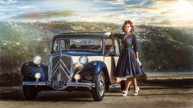 Обои картинки фото автомобили, -авто с девушками, платье