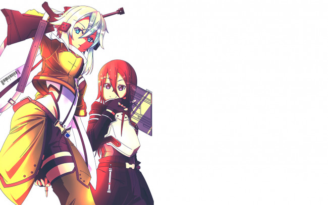 Обои картинки фото аниме, sword art online, кирито, синон