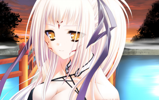 Обои картинки фото аниме, unknown,  другое, девушка, взгляд, фон