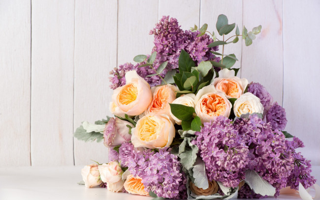Обои картинки фото цветы, букеты,  композиции, букет, розы, сирень