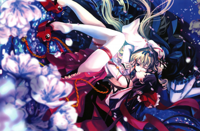 Обои картинки фото аниме, touhou, yakumo, yukari, hakurei, reimu