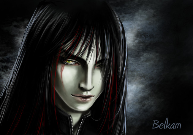 Обои картинки фото фэнтези, люди, лицо, парень, пряди, кровь