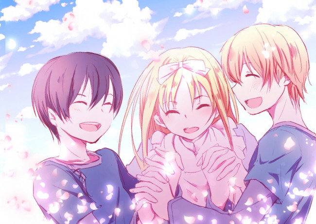 Обои картинки фото аниме, sword art online, кирито, асуна