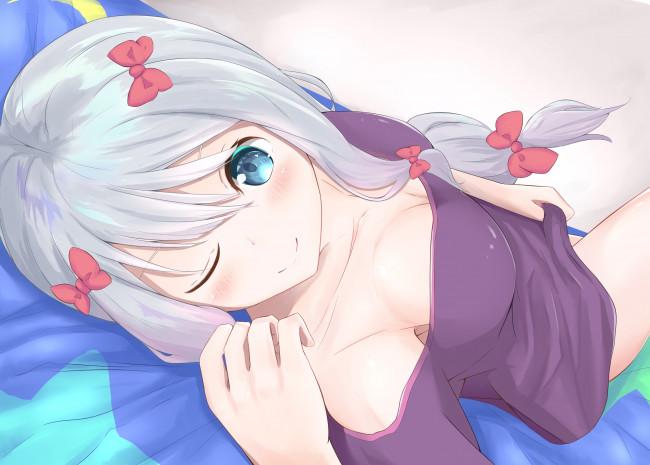 Обои картинки фото аниме, eromanga-sensei, взгляд, девушка, фон