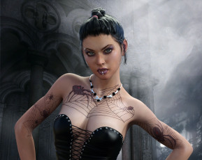 Картинка 3д+графика фантазия+ fantasy девушка взгляд фон