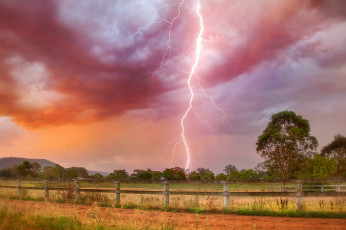 Картинка природа молния +гроза простор