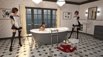 Картинка 3д+графика люди+ people девушки взгляд фон