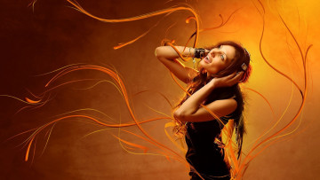 Картинка музыка -другое взгляд девушка эмоции наушники узор