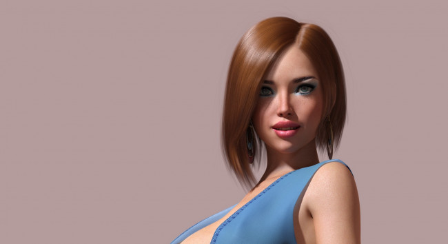 Обои картинки фото 3д графика, портрет , portraits, девушка, улыбка, фон