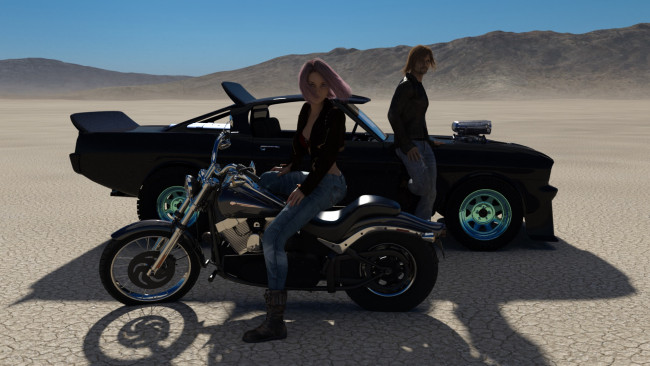 Обои картинки фото 3д графика, люди-авто, мото , people- car ,  moto, взгляд, фон, девушка