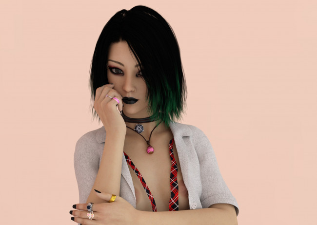 Обои картинки фото 3д графика, портрет , portraits, фон, взгляд, девушка