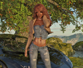 Картинка 3д+графика люди+ people фон взгляд девушка