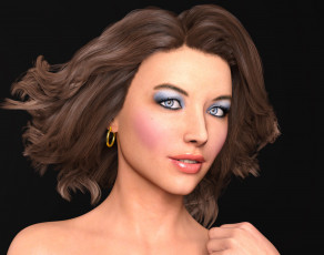 Картинка 3д+графика портрет+ portraits девушка взгляд фон