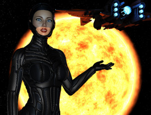 Картинка 3д+графика фантазия+ fantasy фон взгляд девушка