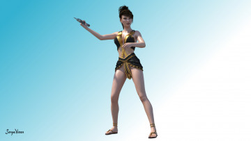 Картинка 3д+графика амазонки+ amazon фон взгляд девушка