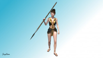 обоя 3д графика, амазонки , amazon, фон, взгляд, девушка