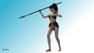 обоя 3д графика, амазонки , amazon, фон, взгляд, девушка