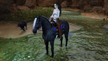 Картинка 3д+графика люди+и+животные+ people+and+animals фон взгляд девушка