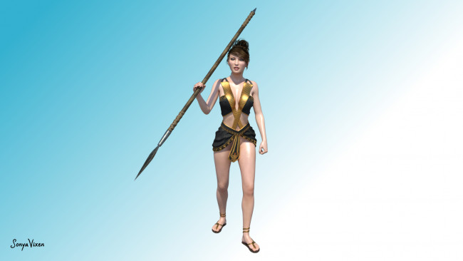Обои картинки фото 3д графика, амазонки , amazon, фон, взгляд, девушка