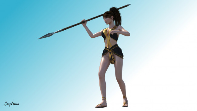 Обои картинки фото 3д графика, амазонки , amazon, фон, взгляд, девушка