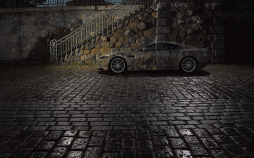 Картинка автомобили 3д машина двор лестница