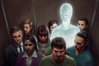 Картинка фэнтези существа лифт люди фон существо