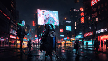 Картинка аниме город +улицы +интерьер +здания нейросети графика нейроарт ai art нейронные сети рисунки нейро искусство девушка