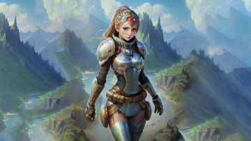 Картинка фэнтези девушки нейросети графика нейроарт ai art нейронные сети рисунки нейро искусство девушка в доспехах