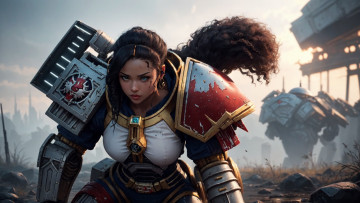 Картинка фэнтези роботы +киборги +механизмы нейросети графика нейроарт ai art нейронные сети рисунки нейро искусство киборг