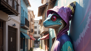 Картинка фэнтези существа нейросети графика нейроарт ai art нейронные сети рисунки нейро искусство хамелеон