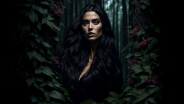 Картинка рисованное люди нейросети графика нейроарт ai art нейронные сети рисунки нейро искусство девушка в листве