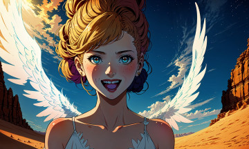 Картинка аниме ангелы +демоны нейросети графика нейроарт ai art нейронные сети рисунки нейро искусство девушка