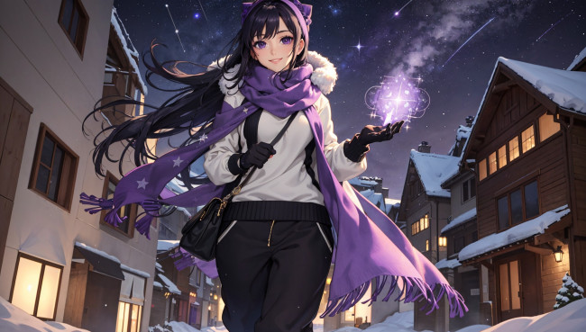 Обои картинки фото аниме, зима,  новый год,  рождество, нейросети, графика, нейроарт, ai, art, нейронные, сети, рисунки, нейро, искусство