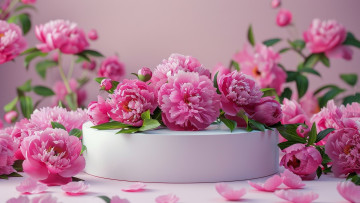 Картинка 3д+графика цветы+ flowers розовые пионы бутоны лепестки